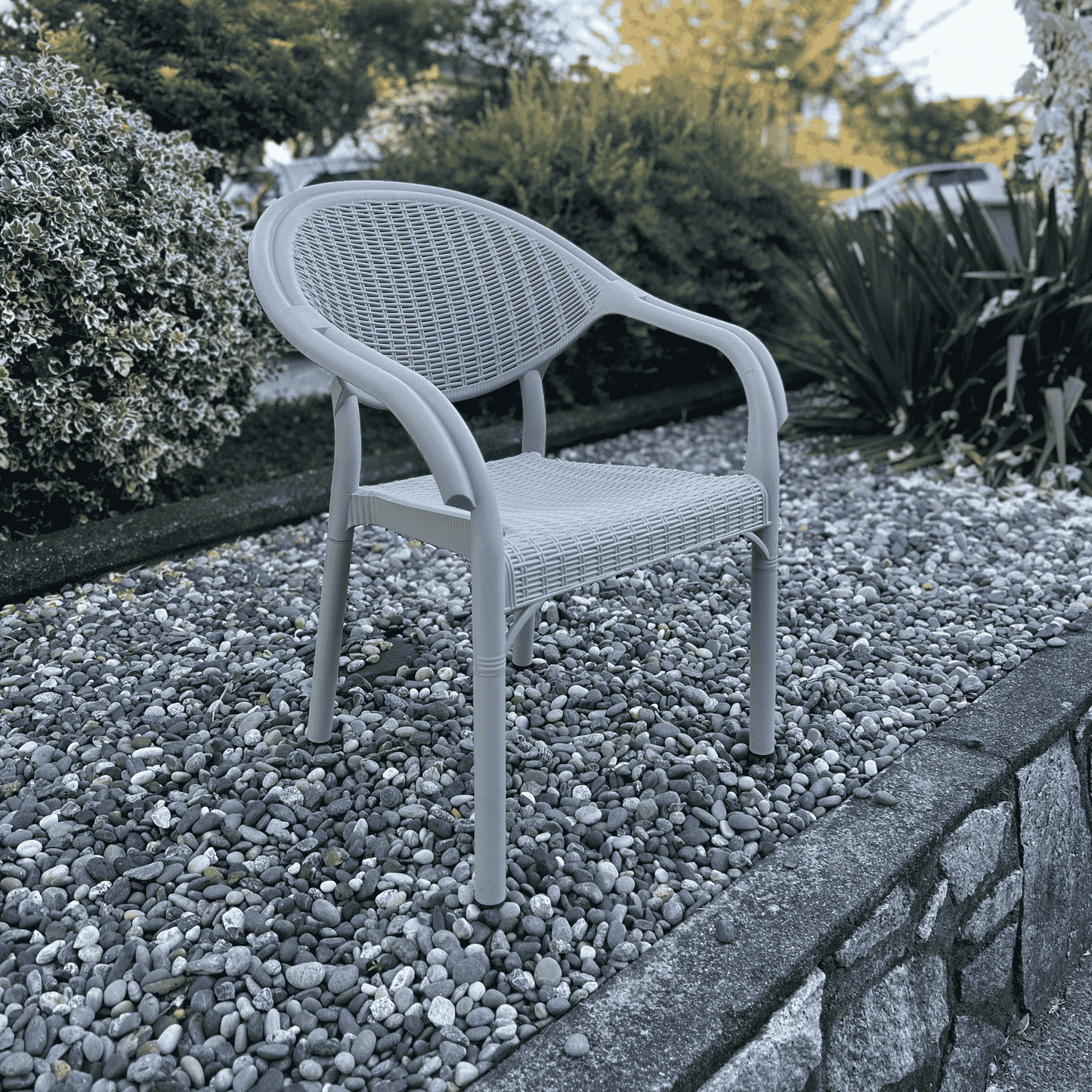 Bambu Silver Armchair – Eco-Friendly Recycled Plastic Chair for Outdoor, Balcony & Indoor Use