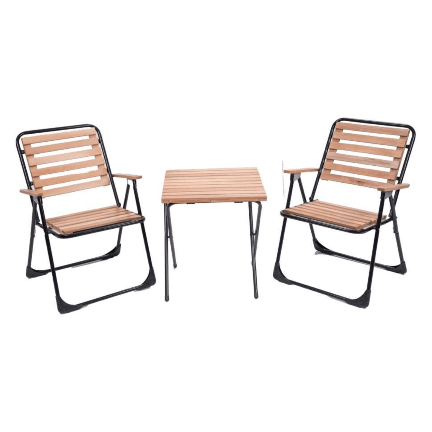 Bistro Picnic Set - Wood with Metal Frame - Foldable