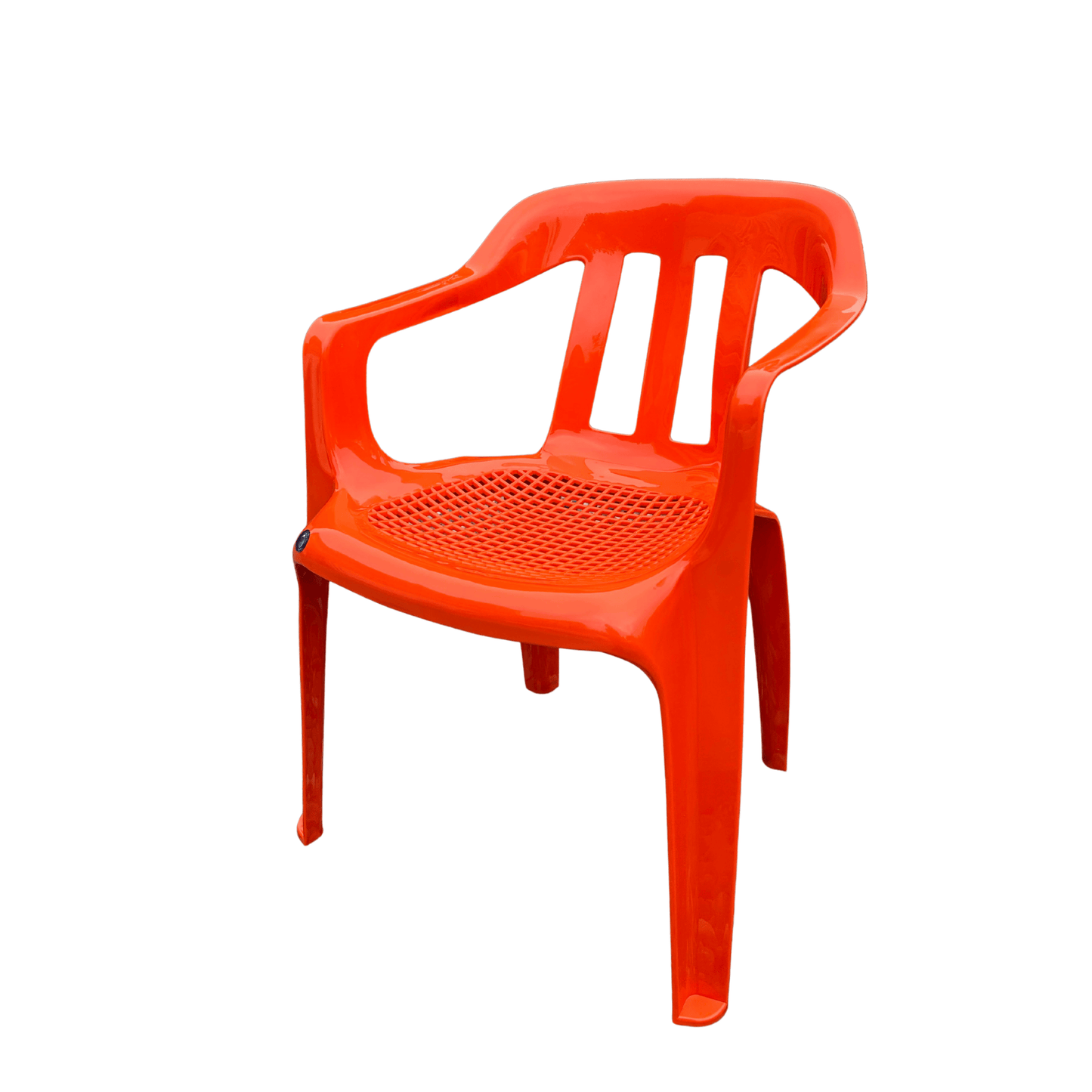 Della Vibrant Orange Plastic Armchair – Lightweight, Stackable and Weather-Resistant Indoor/Outdoor Dining Chair