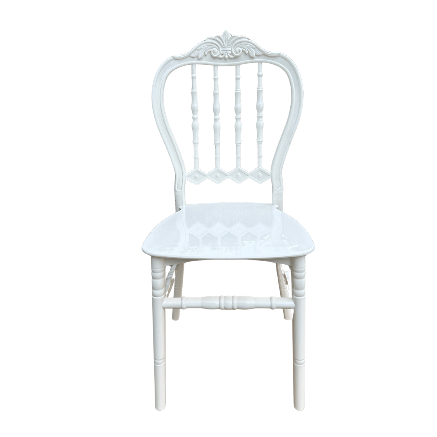 Elegant White Chiavari Chair (Karmen-7) – For Kitchen, Dining Room, Events, Restaurants & Cafes