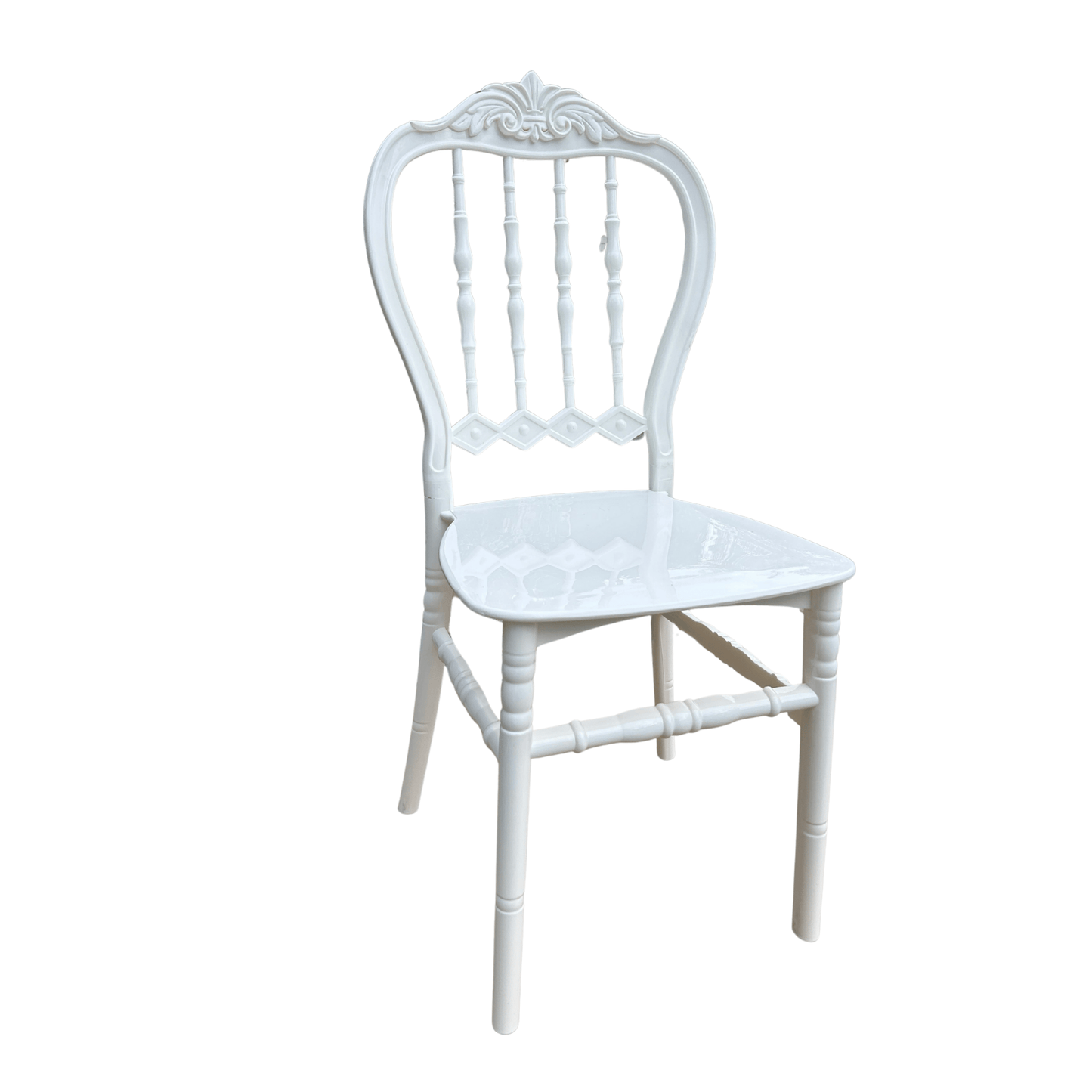 Elegant White Chiavari Chair (Karmen-7) – For Kitchen, Dining Room, Events, Restaurants & Cafes