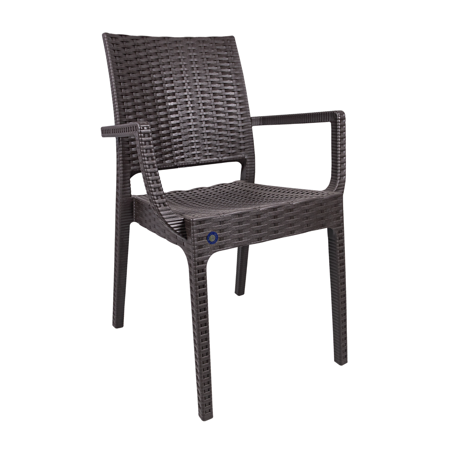 Elit Dark Brown Rattan-Style Resin Armchair – Indoor/Outdoor, Lightweight & Stackable
