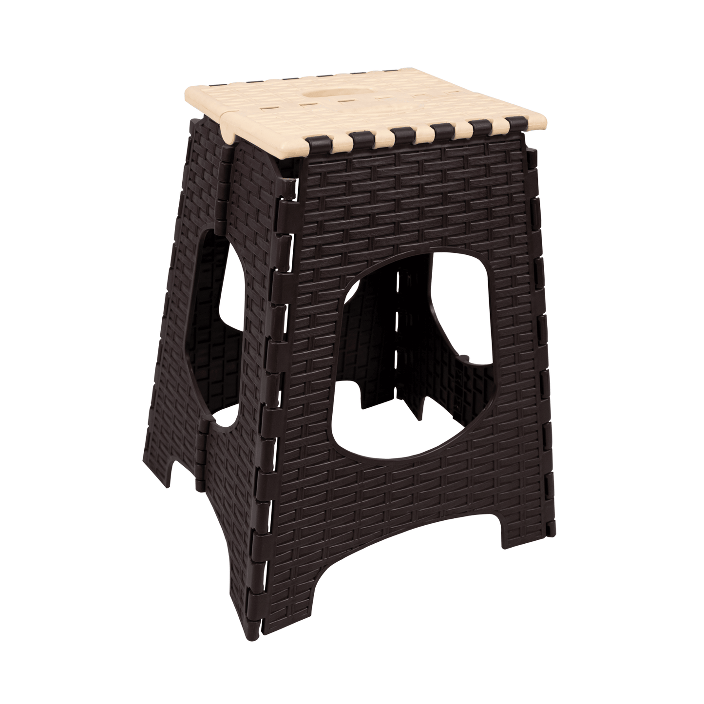 Folding Step Stool – Large, Durable & Portable – Indoor/Outdoor Use – Space-Saving Design – Two-Tone Colors (Brown/Beige or Navy/Light Blue)