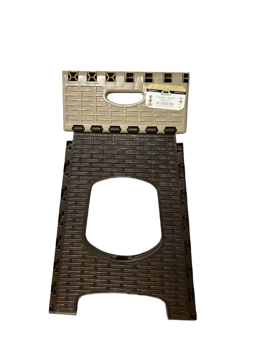 Folding Step Stool – Large, Durable & Portable – Indoor/Outdoor Use – Space-Saving Design – Two-Tone Colors (Brown/Beige or Navy/Light Blue)