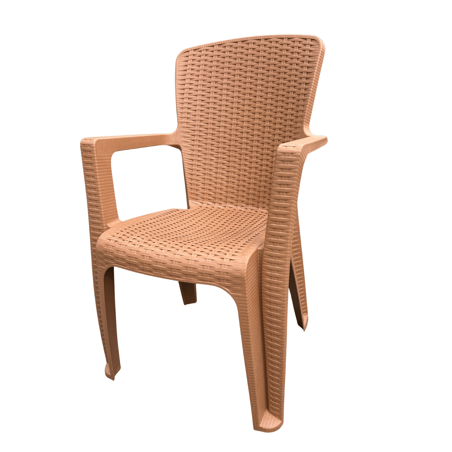 Terracotta Brown Rattan-Style Resin Armchair – Indoor/Outdoor, Stackable & Durable