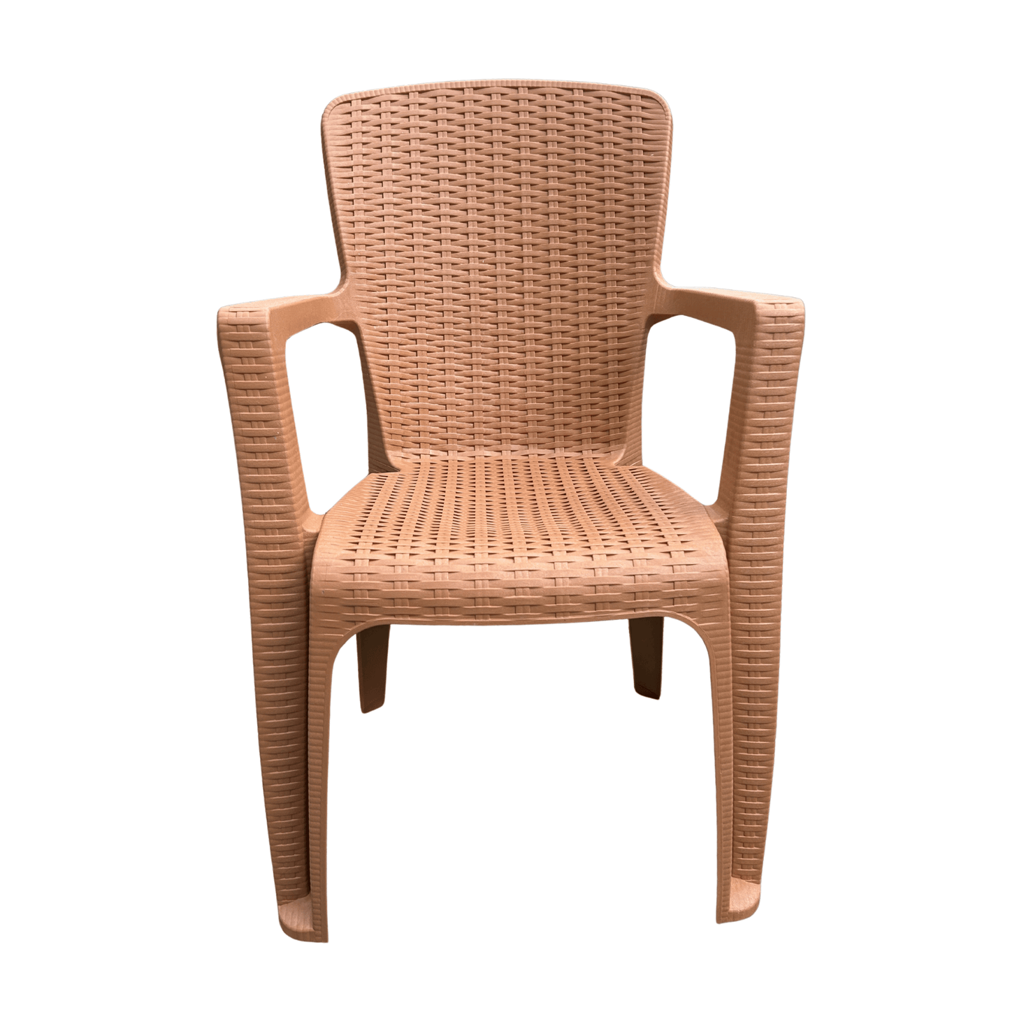 Terracotta Brown Rattan-Style Resin Armchair – Indoor/Outdoor, Stackable & Durable