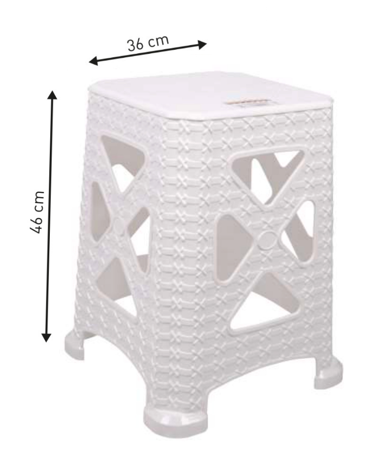 Trend Large Plastic Stool – Premium Geometric Cut-Out Design, Durable, Lightweight & Versatile Indoor/Outdoor Seating