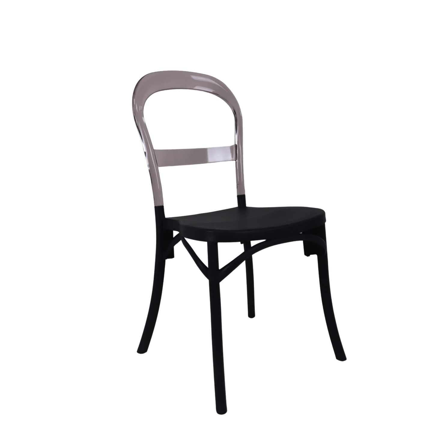 Viktor Chair – Model 8 | Dark Navy Seat with Transparent Back | Minimalist Indoor/Outdoor Chair for Kitchen, Dining, or Terrace