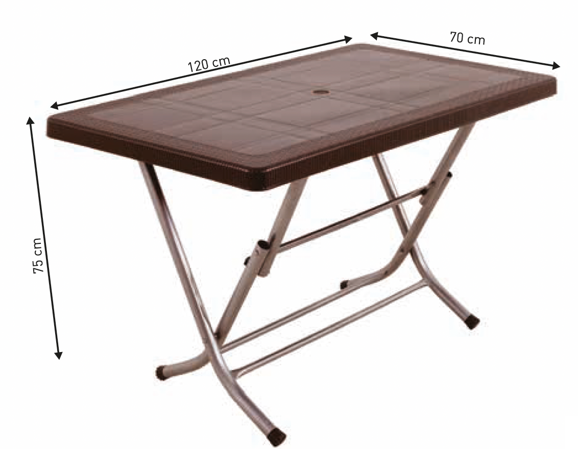 Zeugma Rattan Dining Table – 70x120 cm, Dark Brown & Beige, Indoor/Outdoor Use