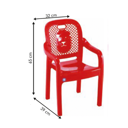 Rubi Kids’ Red Resin Armchair – Lightweight, Durable & Easy to Carry, 65 × 39 × 32 cm