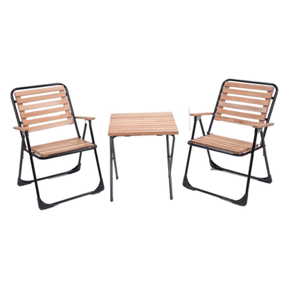 Bistro Picnic Set - Wood with Metal Frame - Foldable