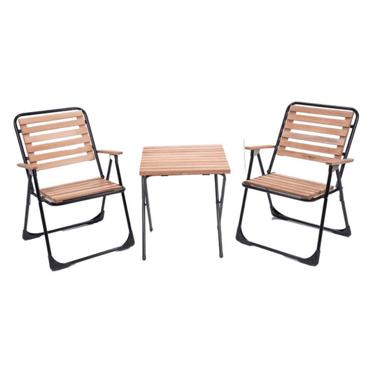 Bistro Picnic Set - Wood with Metal Frame - Foldable