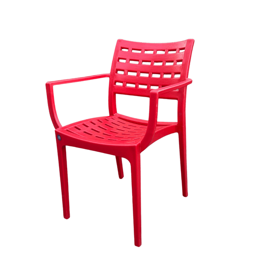 Coffeehouse Armchair – Indoor/Outdoor Lounge Chair in Black or Red, Casual Café-Style Seating