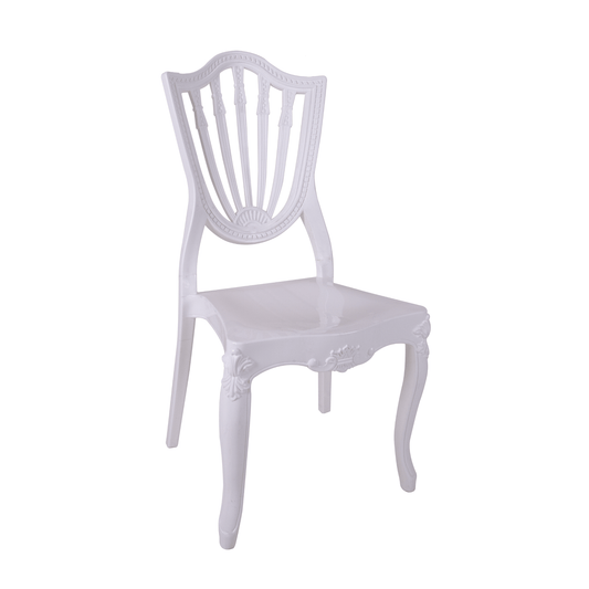 White Resin Dining & Event Chair (Diva-D) – Elegant Classic Design for Weddings, Banquets, Restaurants, Cafes & Home – Durable Plastic, Easy to Clean, Comfortable Seating