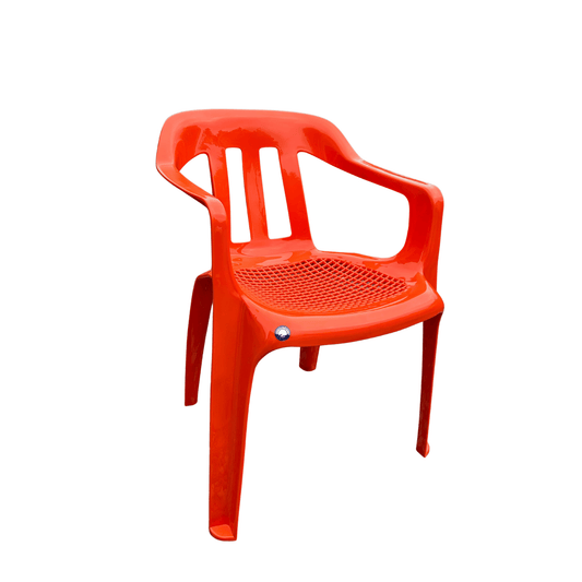 Della Vibrant Orange Plastic Armchair – Lightweight, Stackable and Weather-Resistant Indoor/Outdoor Dining Chair