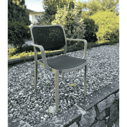 Elegant Loft Armchair – Two-Tone  Matte Olive Green Frame with a Black Seat – Indoor/Outdoor Modern Chair for Dining Room, Patio, Balcony, Cafe or Terrace