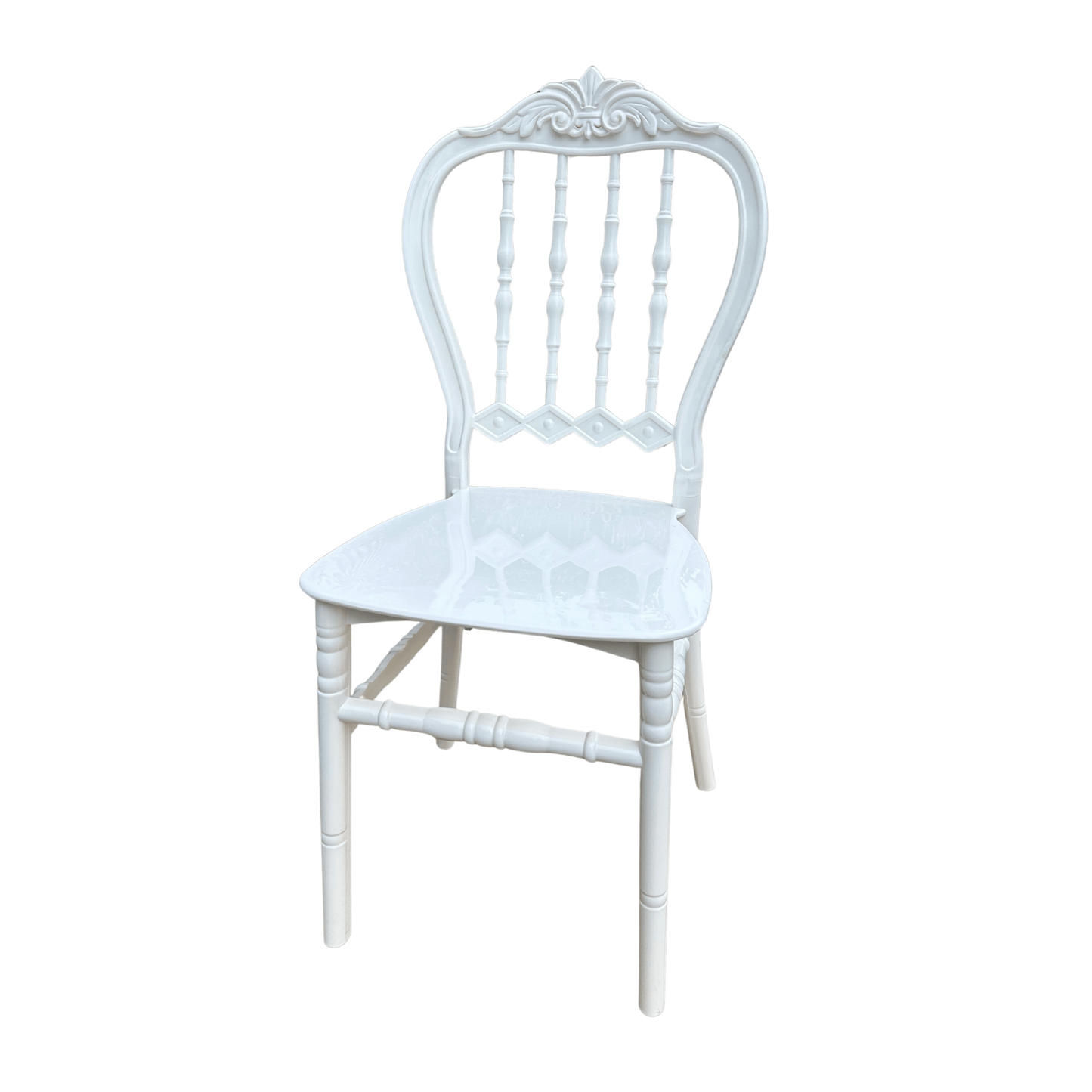 Elegant White Chiavari Chair (Karmen-7) – For Kitchen, Dining Room, Events, Restaurants & Cafes