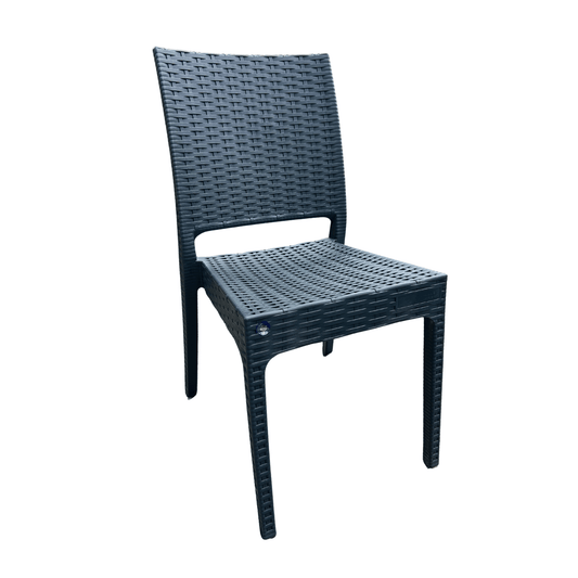 Elit Dark Navy Wicker-Style Resin Dining Chair – Lightweight, Stackable and Weather-Resistant Indoor/Outdoor Patio Chair