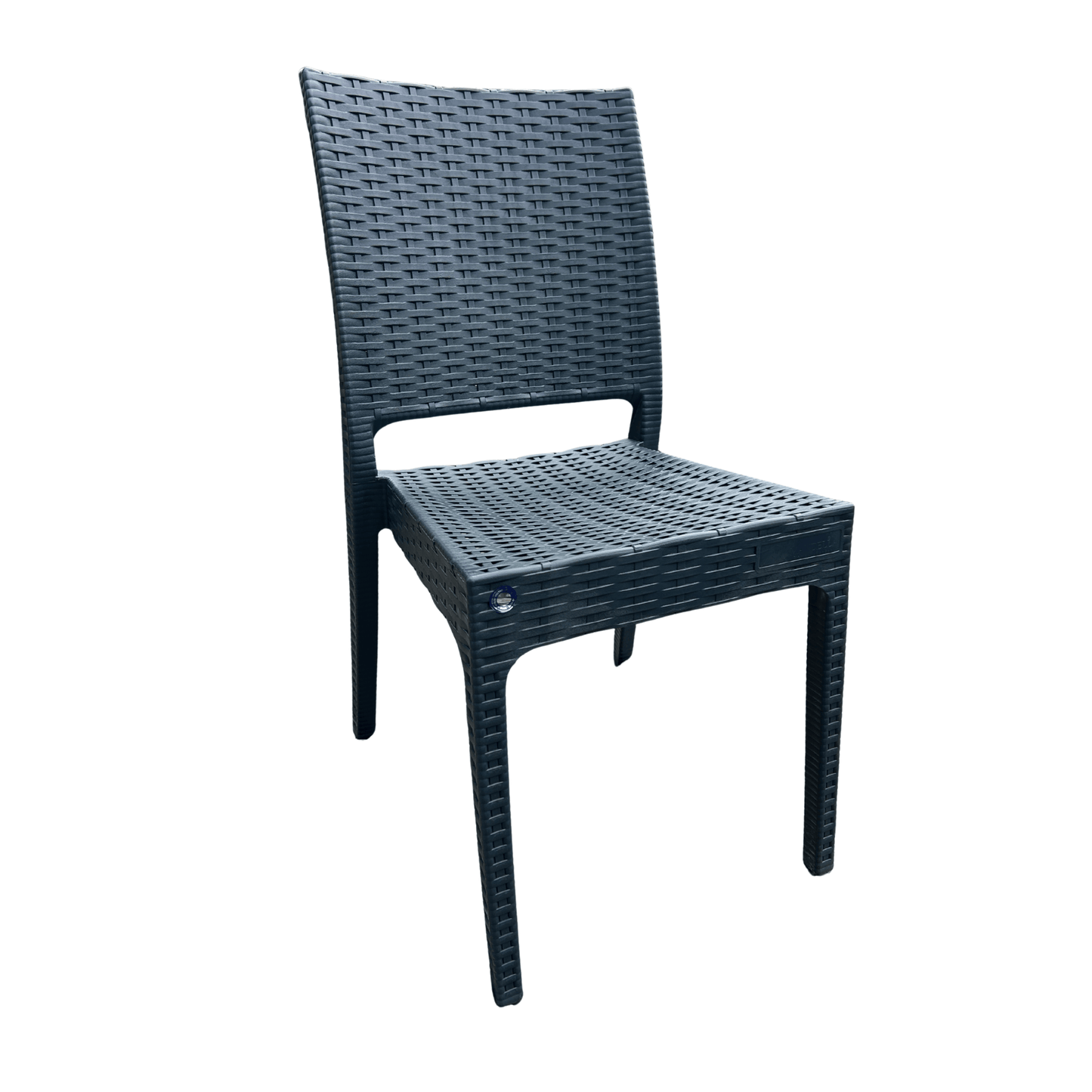 Elit Dark Navy Wicker-Style Resin Dining Chair – Lightweight, Stackable and Weather-Resistant Indoor/Outdoor Patio Chair