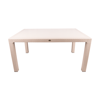 Elit Rattan Dining Table – 90x150 cm – Beige – Weather-Resistant Outdoor Table for Patio, Garden, or Terrace