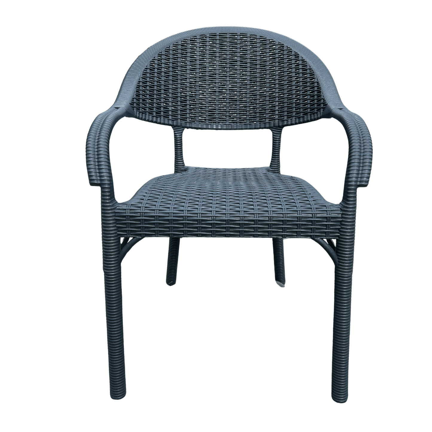 Eylul Navy Resin Armchair with Woven-Style Back – Indoor/Outdoor, Stackable & Weather-Resistant