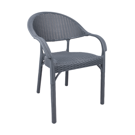 Eylul Rattan Armchair – Solid Elegant Navy Blue – Stackable Design – Fits Any Space – Indoor & Outdoor Use