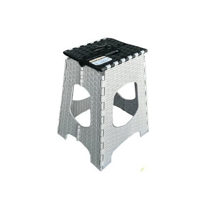 Folding Step Stool – Large, Durable & Portable – Indoor/Outdoor Use – Space-Saving Design – Two-Tone Colors (Brown/Beige or Navy/Light Blue)