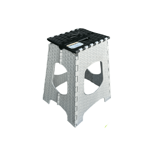 Folding Step Stool – Large, Durable & Portable – Indoor/Outdoor Use – Space-Saving Design – Two-Tone Colors (Brown/Beige or Navy/Light Blue)