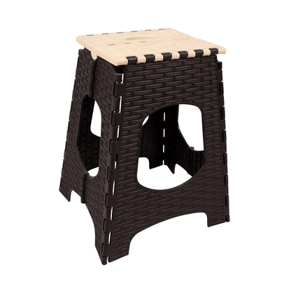 Folding Step Stool – Large, Durable & Portable – Indoor/Outdoor Use – Space-Saving Design – Two-Tone Colors (Brown/Beige or Navy/Light Blue)