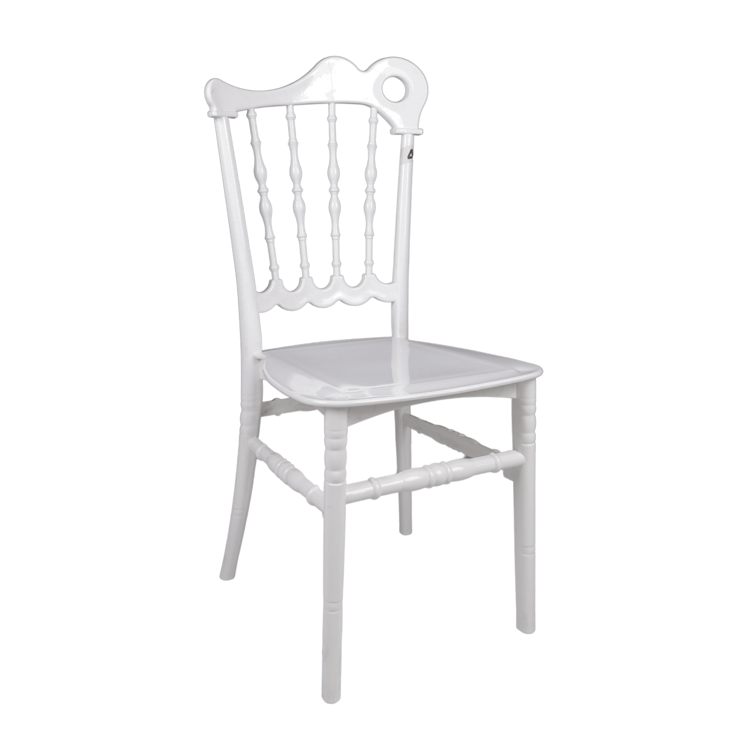 Karmen-4 White Resin Dining & Event Chair – Decorative Scalloped Back with Cutout, Stackable, 450 kg Capacity