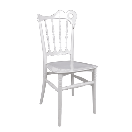 Karmen-4 White Resin Dining & Event Chair – Decorative Scalloped Back with Cutout, Stackable, 450 kg Capacity