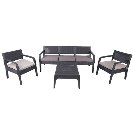Latte Outdoor Patio Set with Cushions (with 3-Seater Couch)