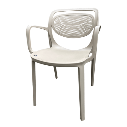 Light Beige Resin Bistro Armchair – Indoor/Outdoor, Stackable and Weather-Resistant
