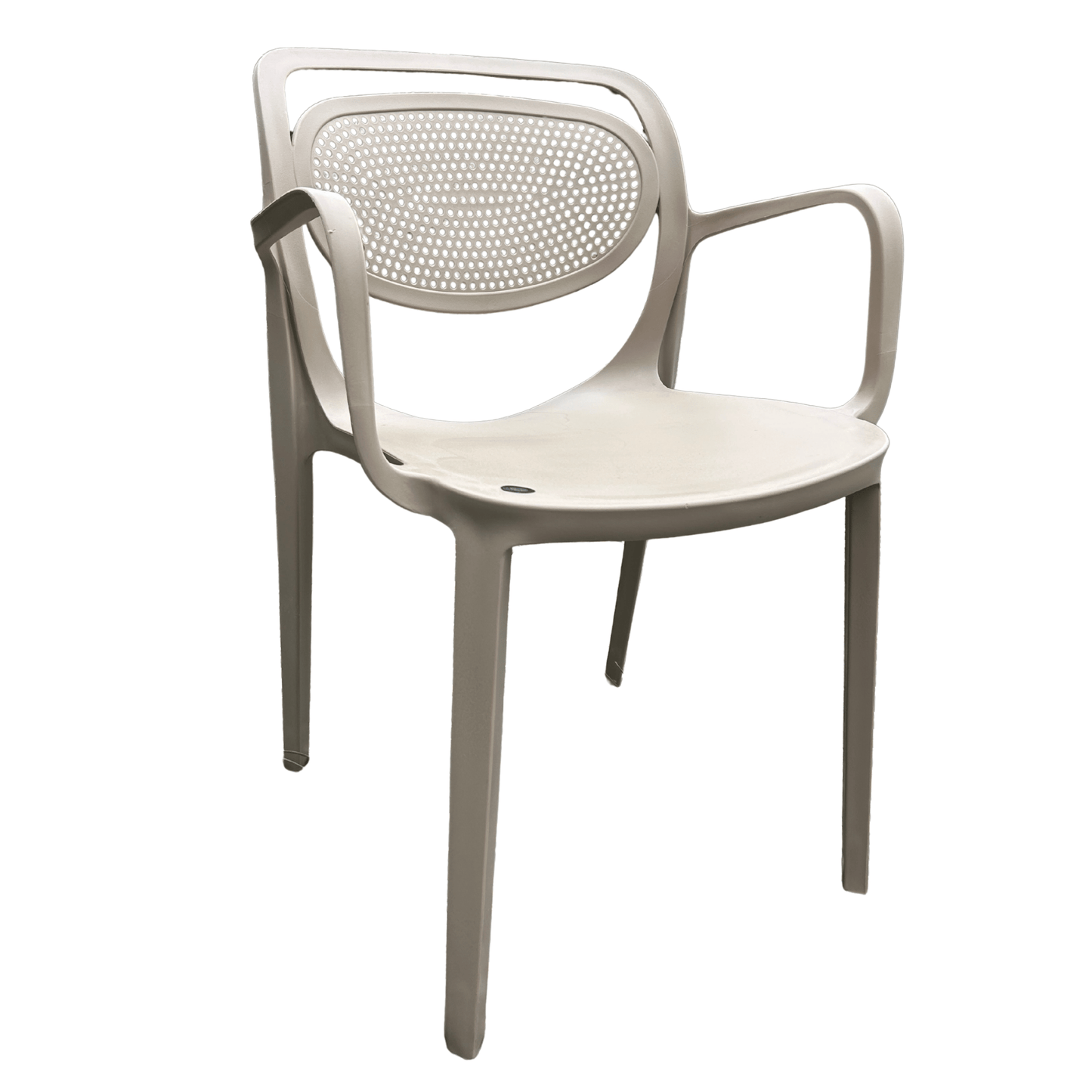 Light Beige Resin Bistro Armchair – Indoor/Outdoor, Stackable and Weather-Resistant