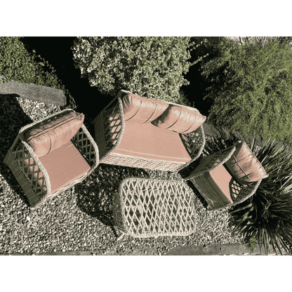 Marbella Patio Set – 4-Piece Outdoor Rattan-Style Lounge Set with Waterproof Cushions – Sofa, 2 Armchairs & Coffee Table