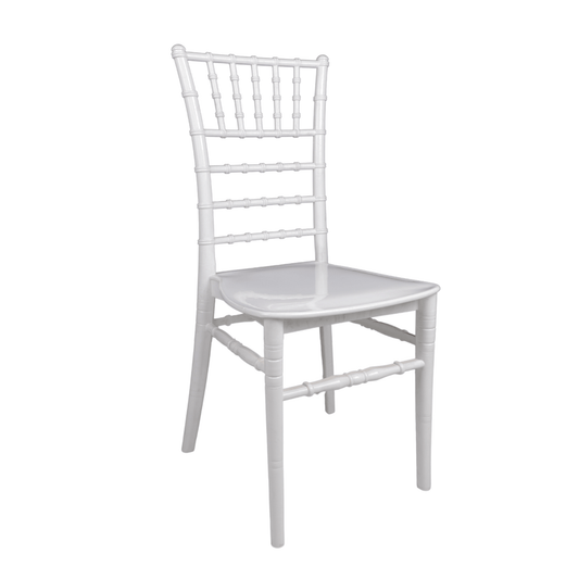 Silver-A: White Resin Chiavari Dining and Event Chair – Classic Banquet Seating, Stackable, Durable & Easy-Clean, 450 kg Capacity