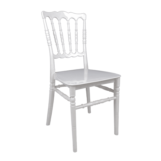 Silver-B: White Resin Dining & Event Chair – Classic Decorative Back, Stackable, Durable & Easy-Clean, 450 kg Capacity