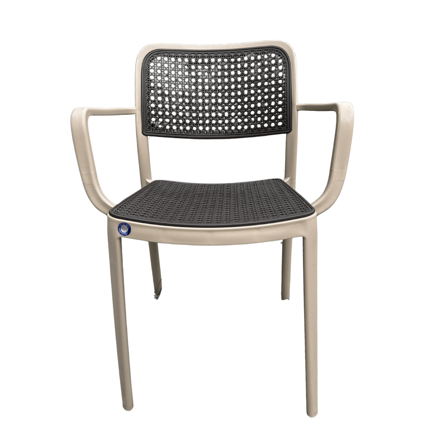 Two-Tone Resin Armchair (Olive Frame / Black Seat) – Indoor/Outdoor, Stackable and Weather-Resistant