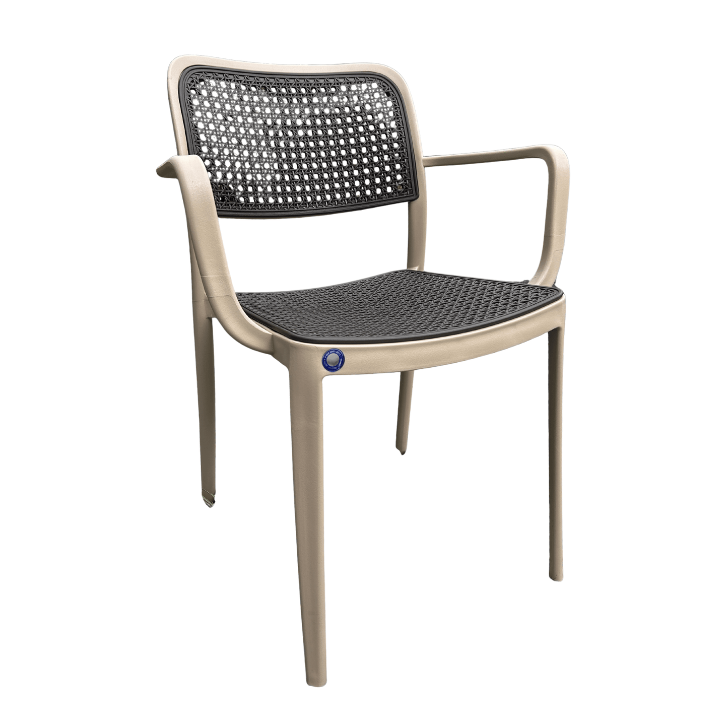 Two-Tone Resin Armchair (Olive Frame / Black Seat) – Indoor/Outdoor, Stackable and Weather-Resistant