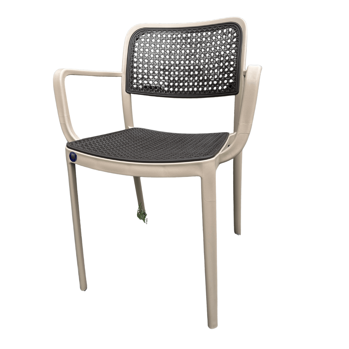 Two-Tone Resin Armchair (Olive Frame / Black Seat) – Indoor/Outdoor, Stackable and Weather-Resistant