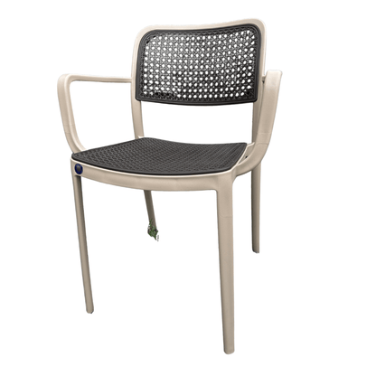 Two-Tone Resin Armchair (Olive Frame / Black Seat) – Indoor/Outdoor, Stackable and Weather-Resistant