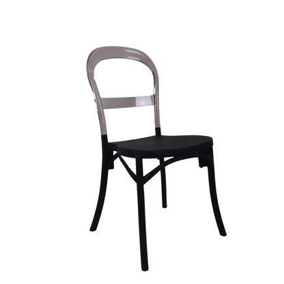 Viktor Chair – Model 8 | Dark Navy Seat with Transparent Back | Minimalist Indoor/Outdoor Chair for Kitchen, Dining, or Terrace