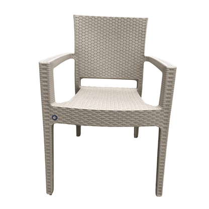 Zeus Grey Resin Wicker-Style Armchair with Metal Frame – Heavy-Duty, Stackable, Indoor/Outdoor